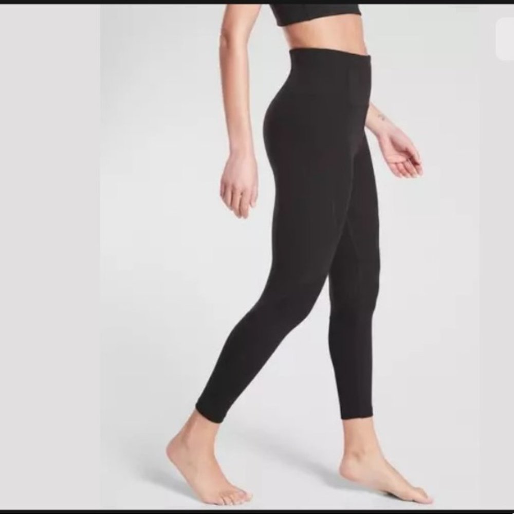 Athleta Black Rise Up Rib 7/8 Tights Size XXS